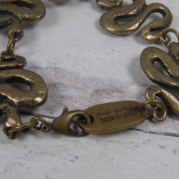 Robert Lee Morris for Elizabeth and james Snake Serpent Brass Bracelet Men 9" - Picture 2 of 7